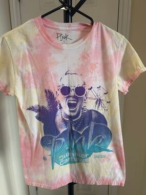 PINK Band T  Girls' Tie-Dye Summer Carnival Graphic Tee - Pink/Yellow
